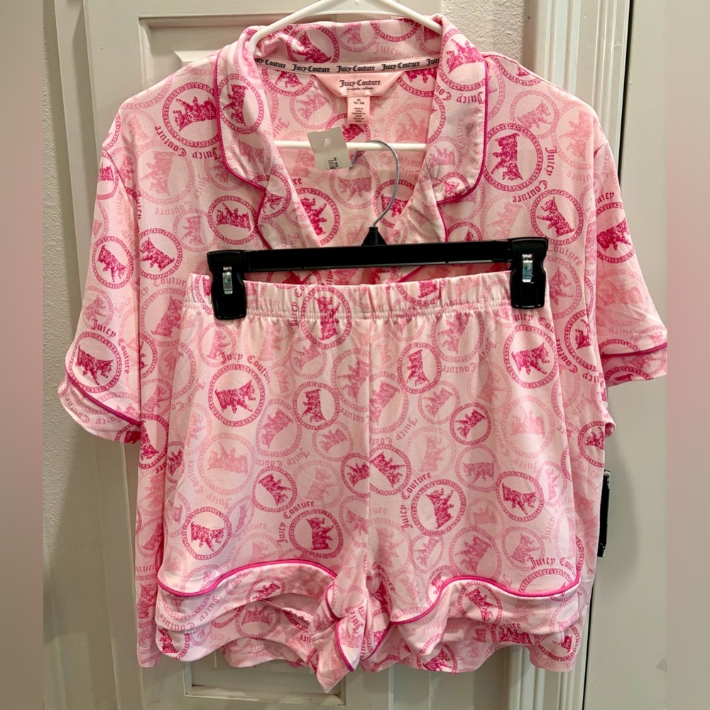 💖NWT JUICY COUTURE Pink Printed Short Pajama Set💖 Size X-Large